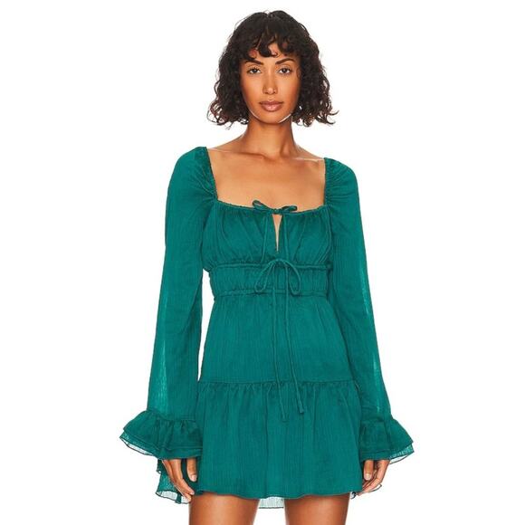 House of Harlow 1960 x REVOLVE Lara Mini Dress in Deep Teal NWOT Size Sm…